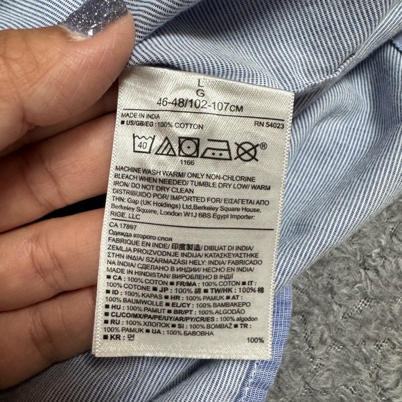 Banana Republic Men’s Custom 078 Wash Shirt Camden Fit Button Down Blue Large - Picture 6 of 12